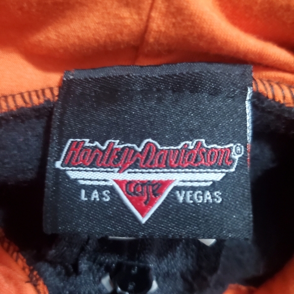 Vintage Y2k Harley Davidson Medium Full Zip Up Hoodie Las Vegas 1997  Bikecore - Picture 10 of 12